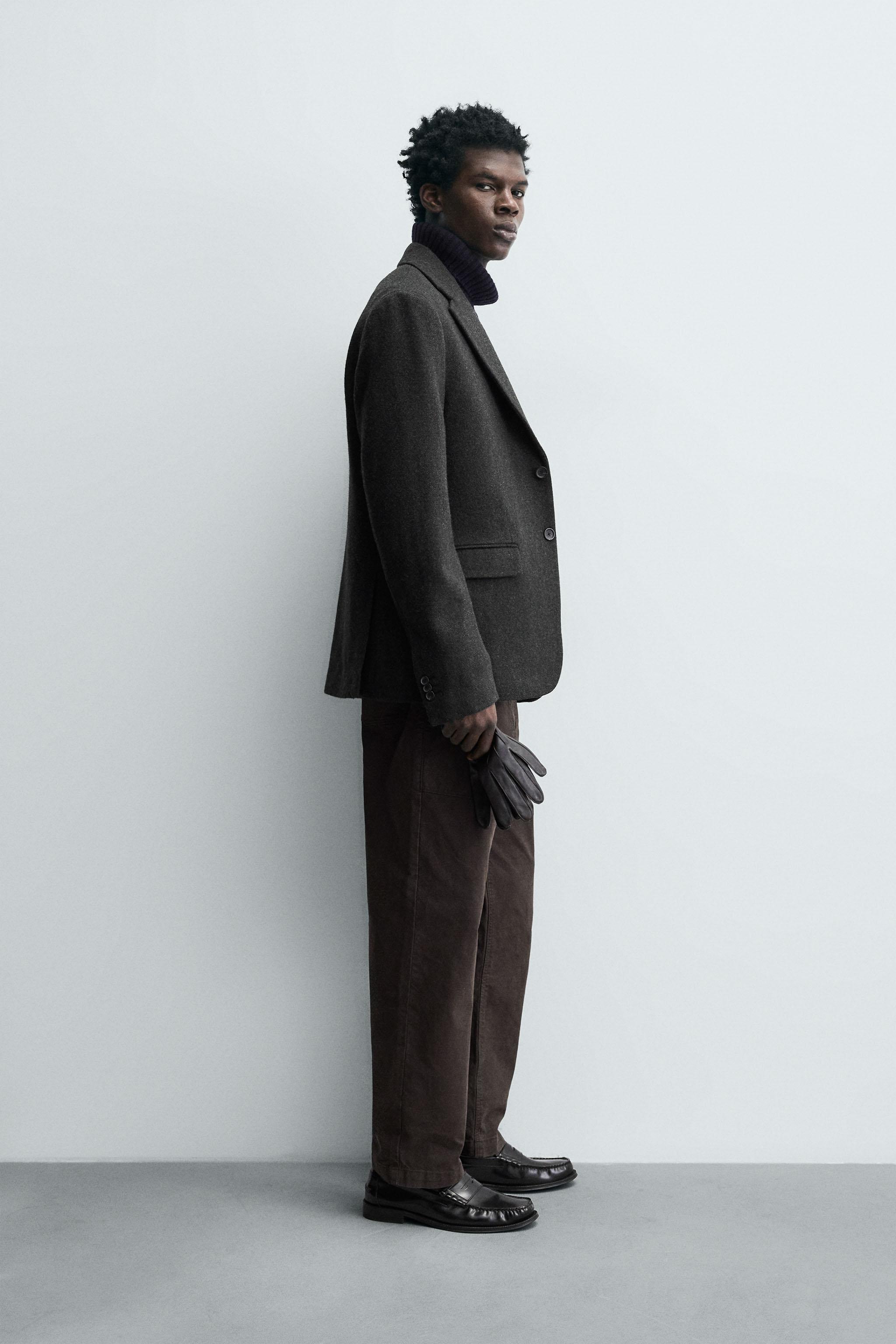 HERRINGBONE TEXTURED BLAZER